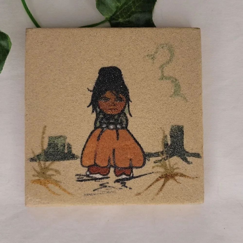 Native American. Sand Pottery. Coaster Set. Authentic. Like New - Picture 3 of 11